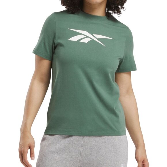 NWT Reebok Women's Vector Graphic Logo Cotton T-Shirt - Escape Green - Picture 4 of 4